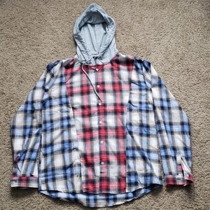 🧨 Shein Flannel hooded shirt plaid